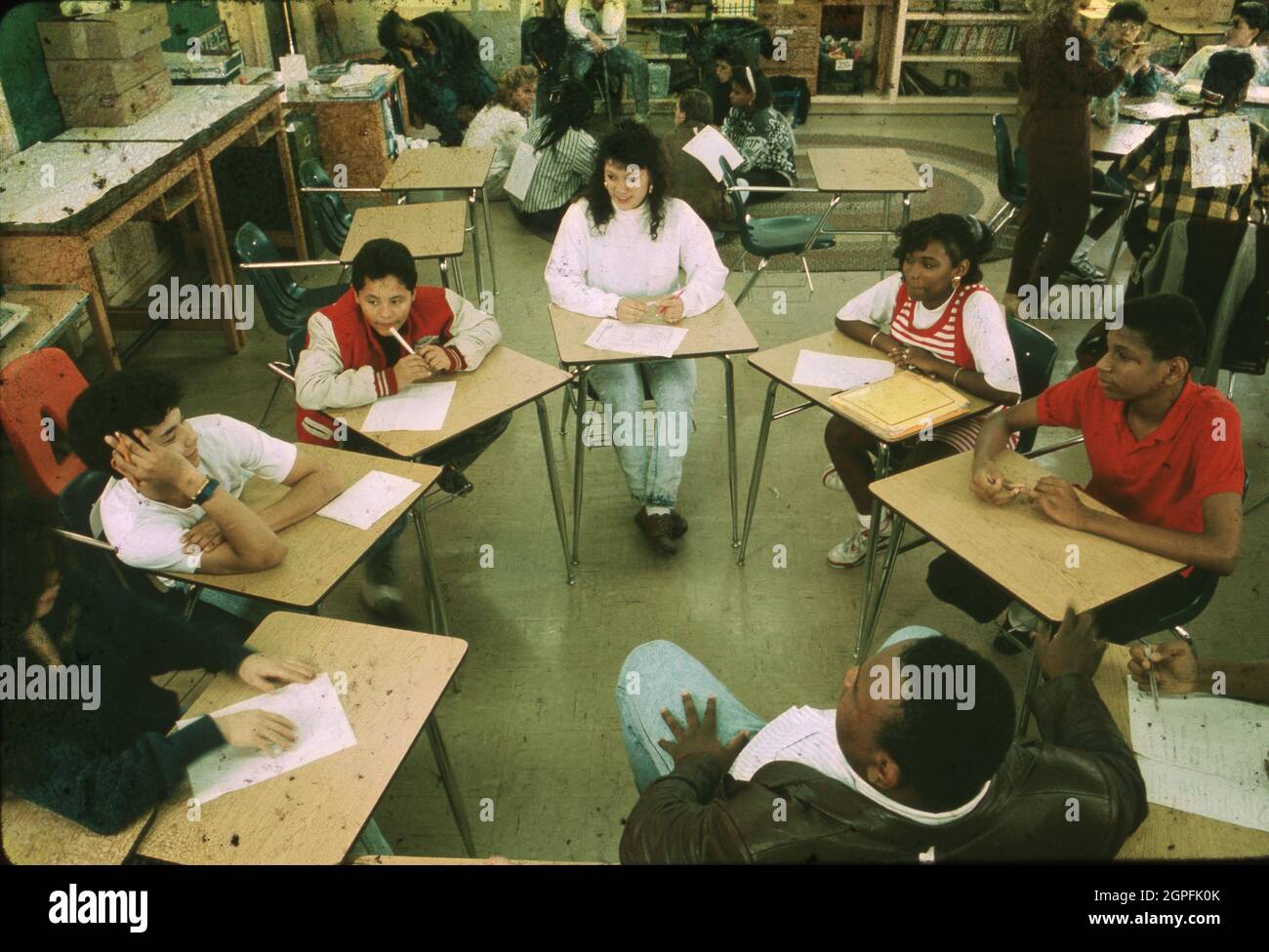 Austin Texas USA, February, 1990: PALS: Peer Assistance Leadership training for junior high students.  ©Bob Daemmrich Stock Photo