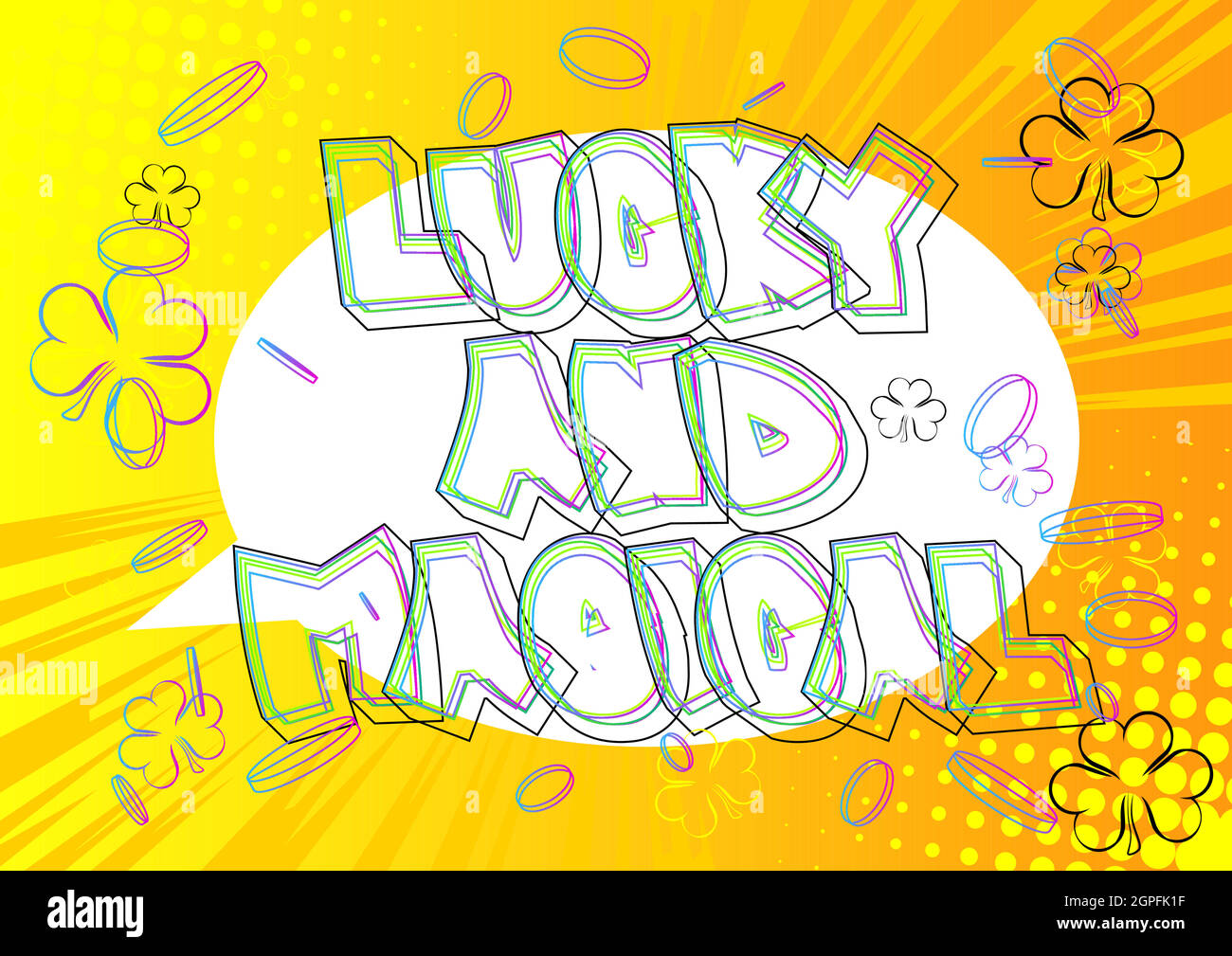 Luck related comic book style template. Stock Vector