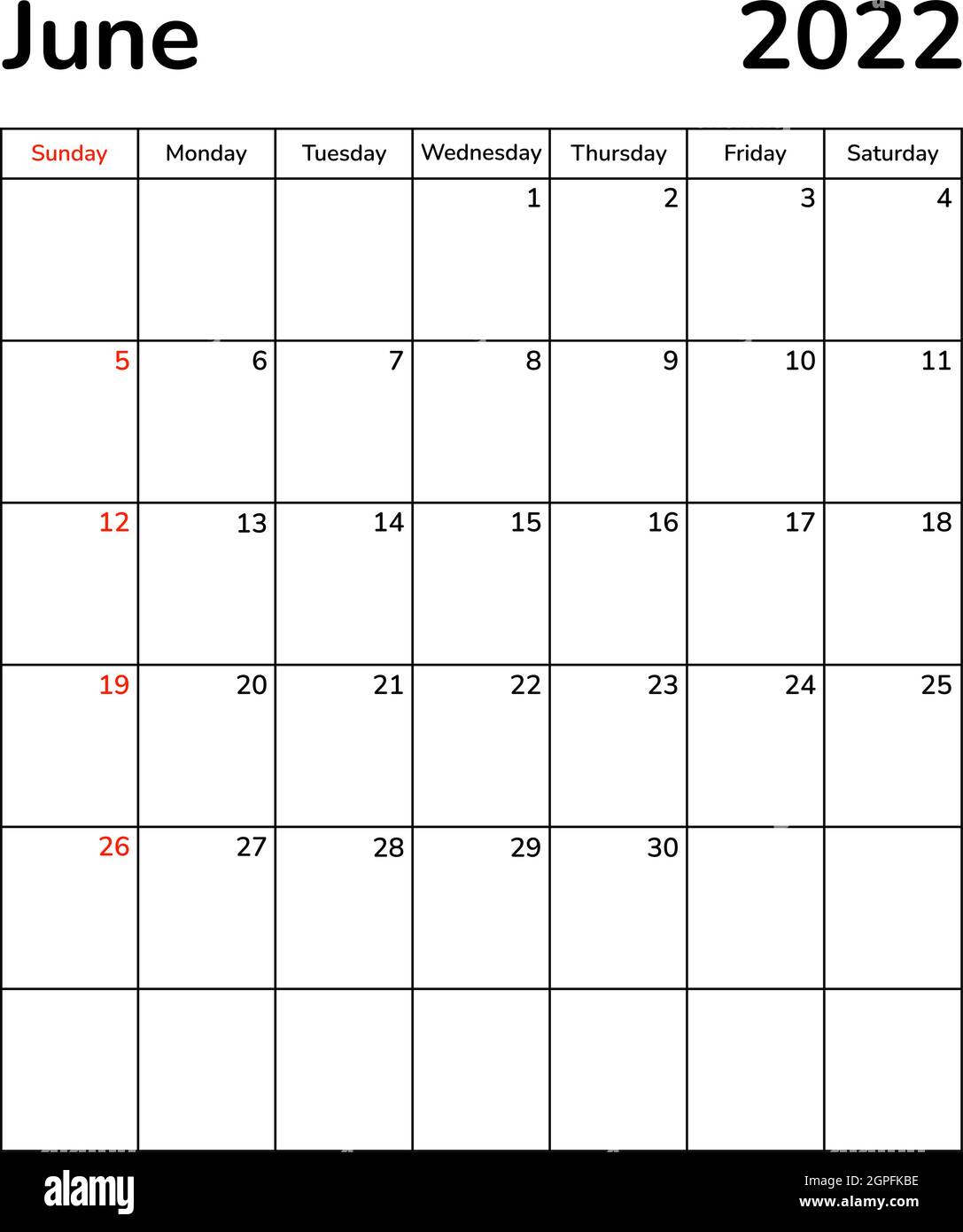 June Month Calendar Page
