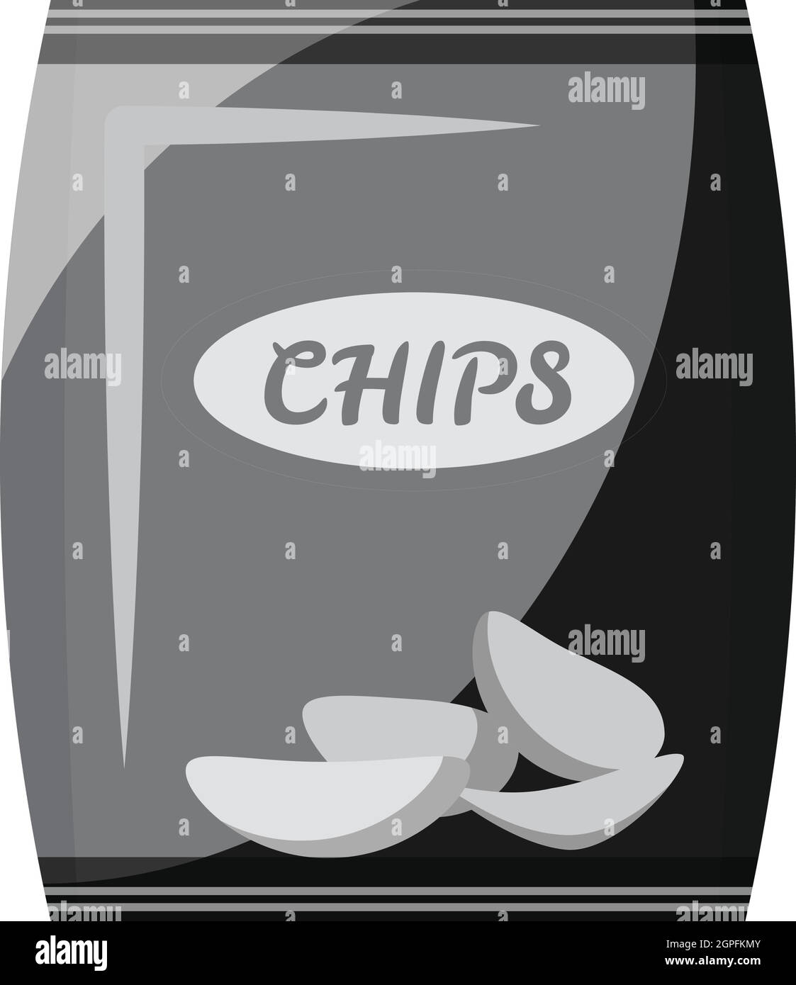 Packing with chips icon, gray monochrome style Stock Vector