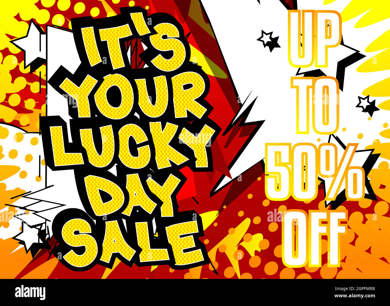 Luck related comic book style sale poster. Stock Vector