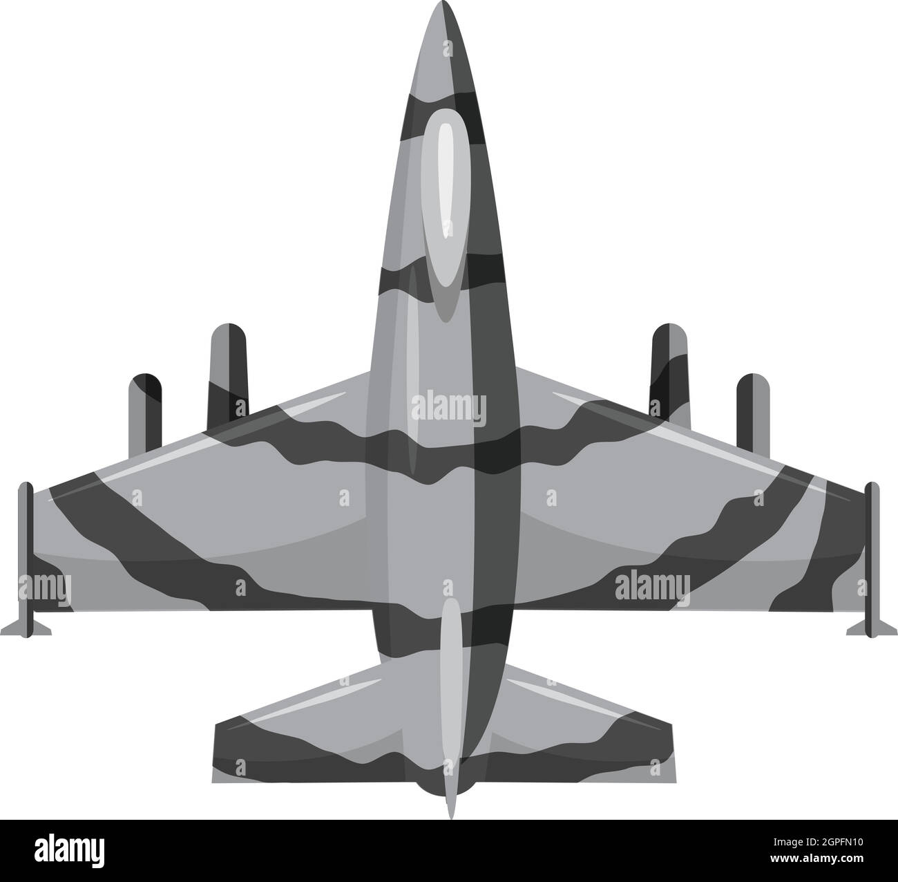 Military aircraft icon, gray monochrome style Stock Vector