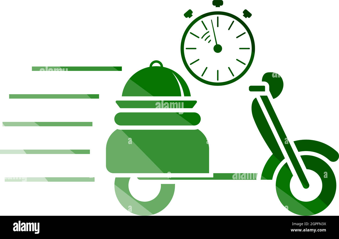 Restaurant Scooter Delivery Icon Stock Vector