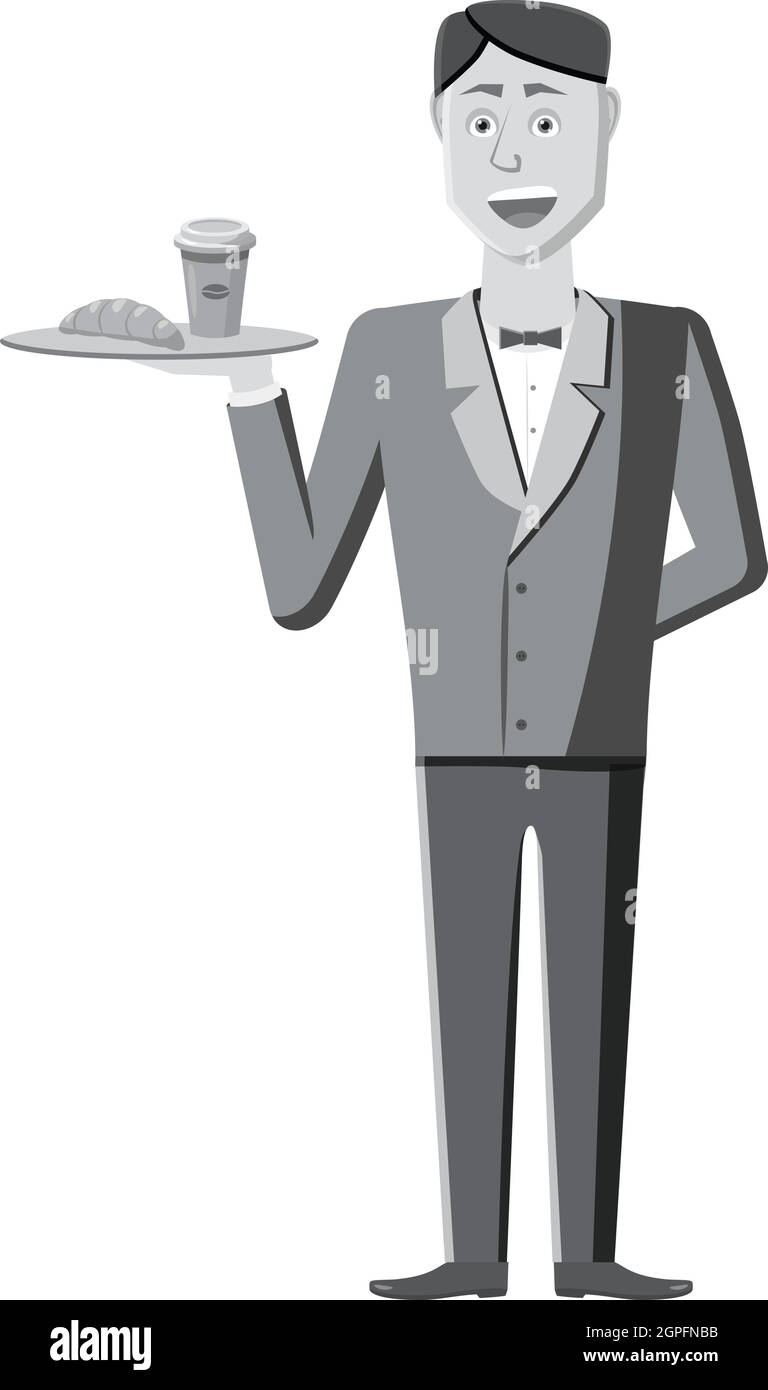Waiter icon, gray monochrome style Stock Vector