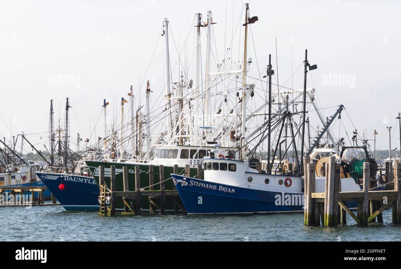 Narragansett, Rhode Island, USA 27 June 2021 Many commercial fishing