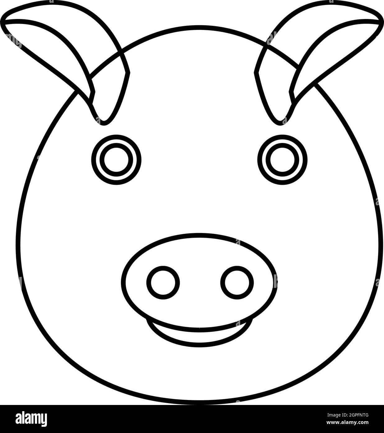 Pig icon, outline style Stock Vector