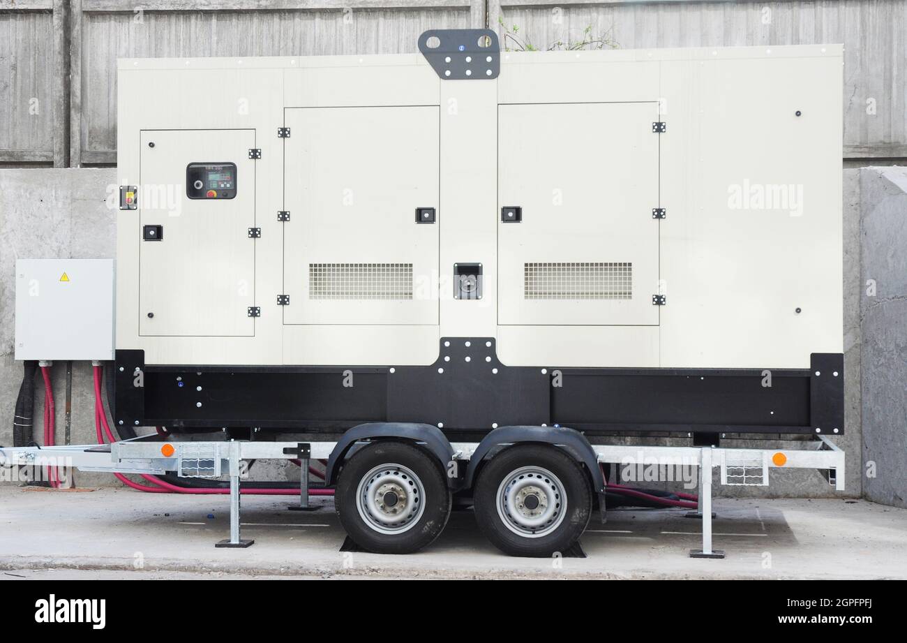 Backup Generator othe trailer wheels connected to the control panel