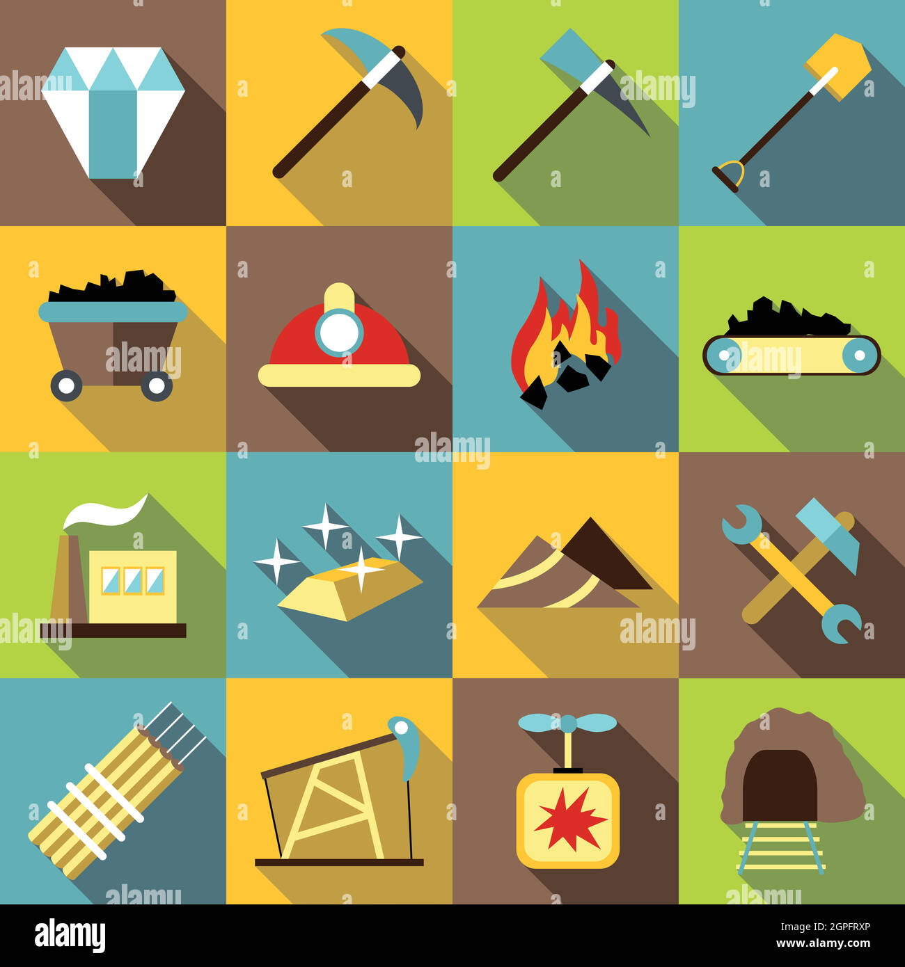 Mining production icons set, flat style Stock Vector Image & Art - Alamy