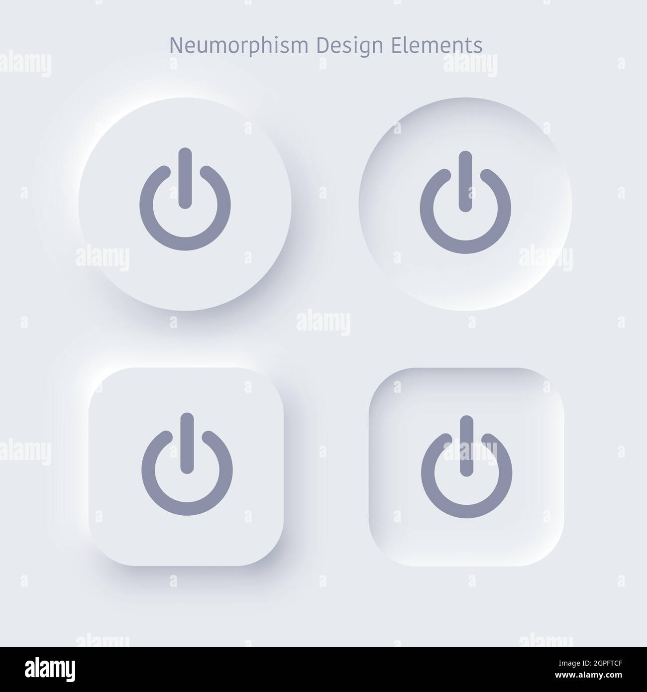 Editable neomorphism on off square and round shape power buttons set ...