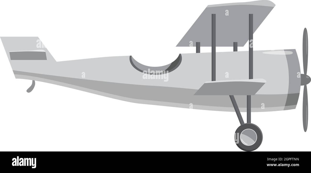 Biplane icon, gray monochrome style Stock Vector