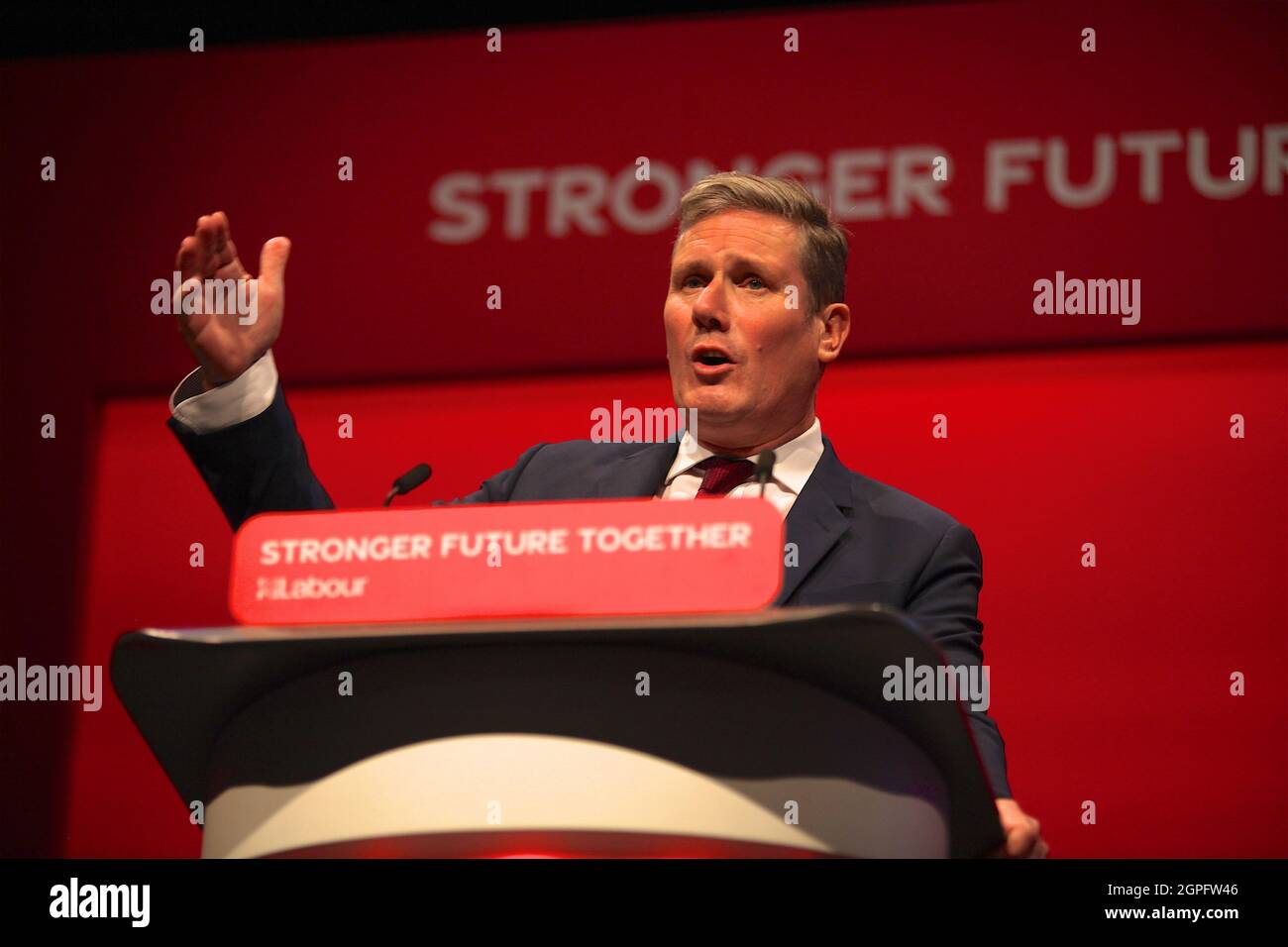 Brighton, UK 29th September 2021: Sir Keir Starmer gives his leaders speech at the Labour Party's Conference. Stock Photo