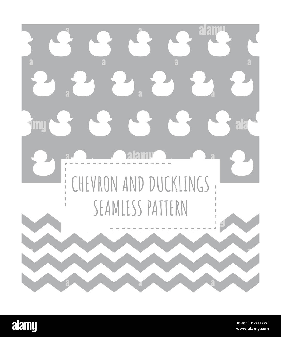 Chevron and baby ducks vector seamless patterns Stock Vector