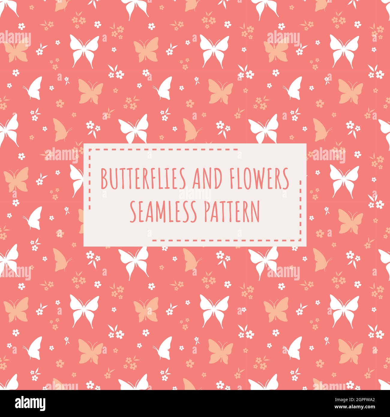Butterflies and flowers seamless vector pattern Stock Vector