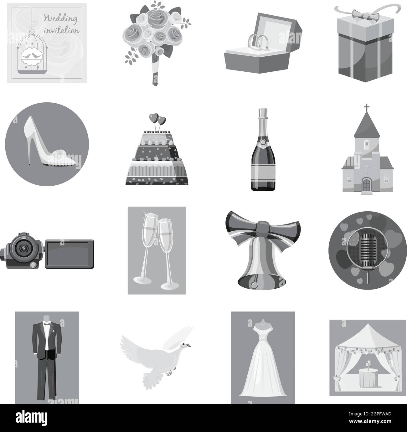 Wedding icons set, gray monochrome style Stock Vector Image & Art - Alamy
