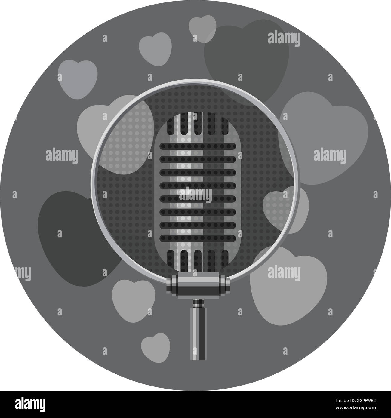Retro microphone icon, gray monochrome style Stock Vector Image & Art ...