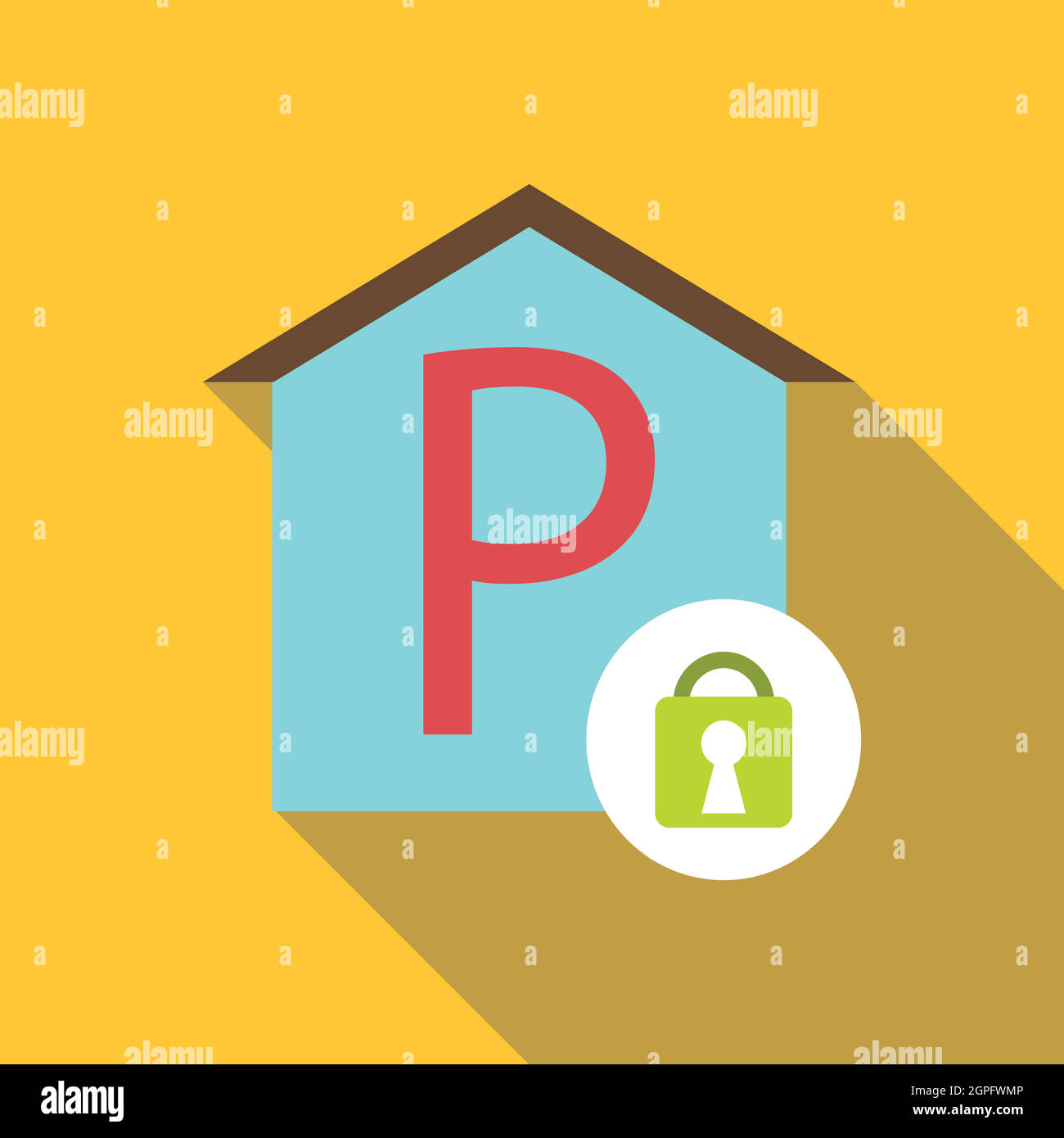 Covered parking place icon, flat style Stock Vector