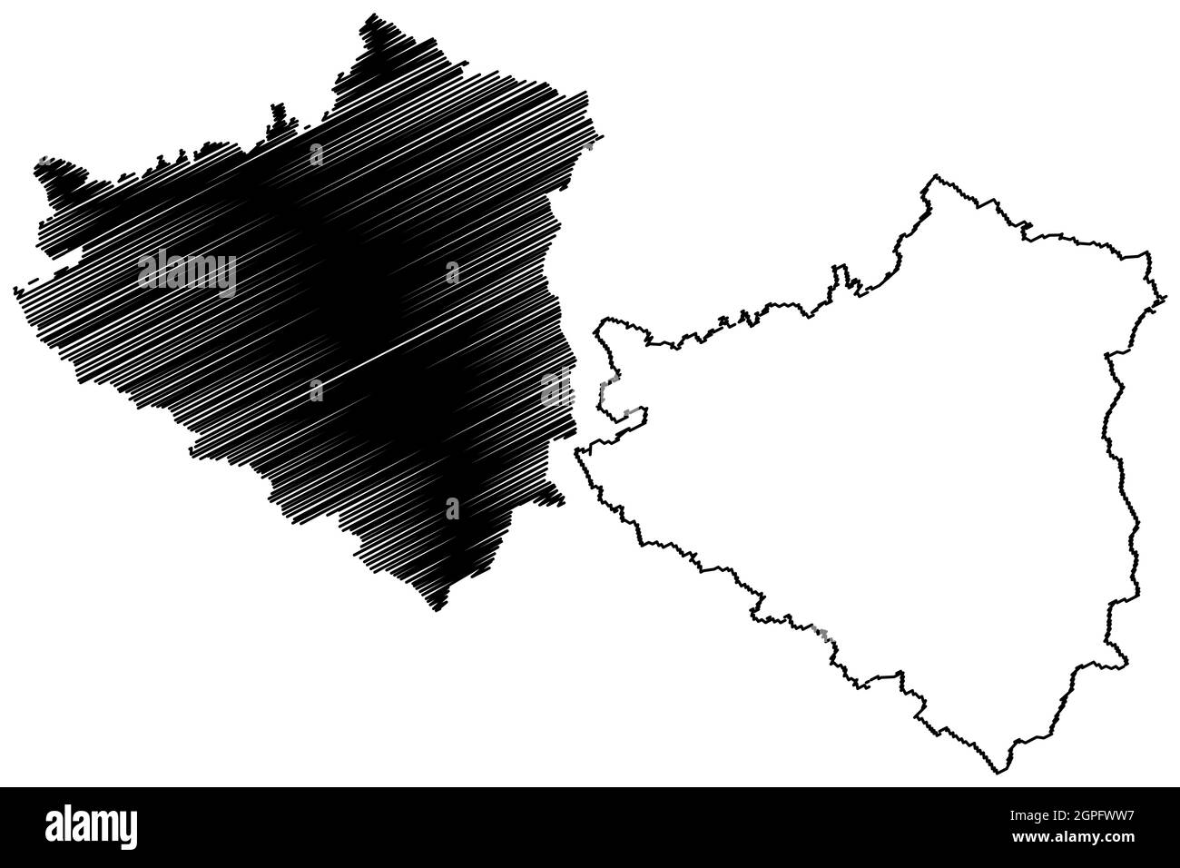 Gurdaspur district (Punjab State, Republic of India) map vector illustration, scribble sketch Gurdaspur map Stock Vector