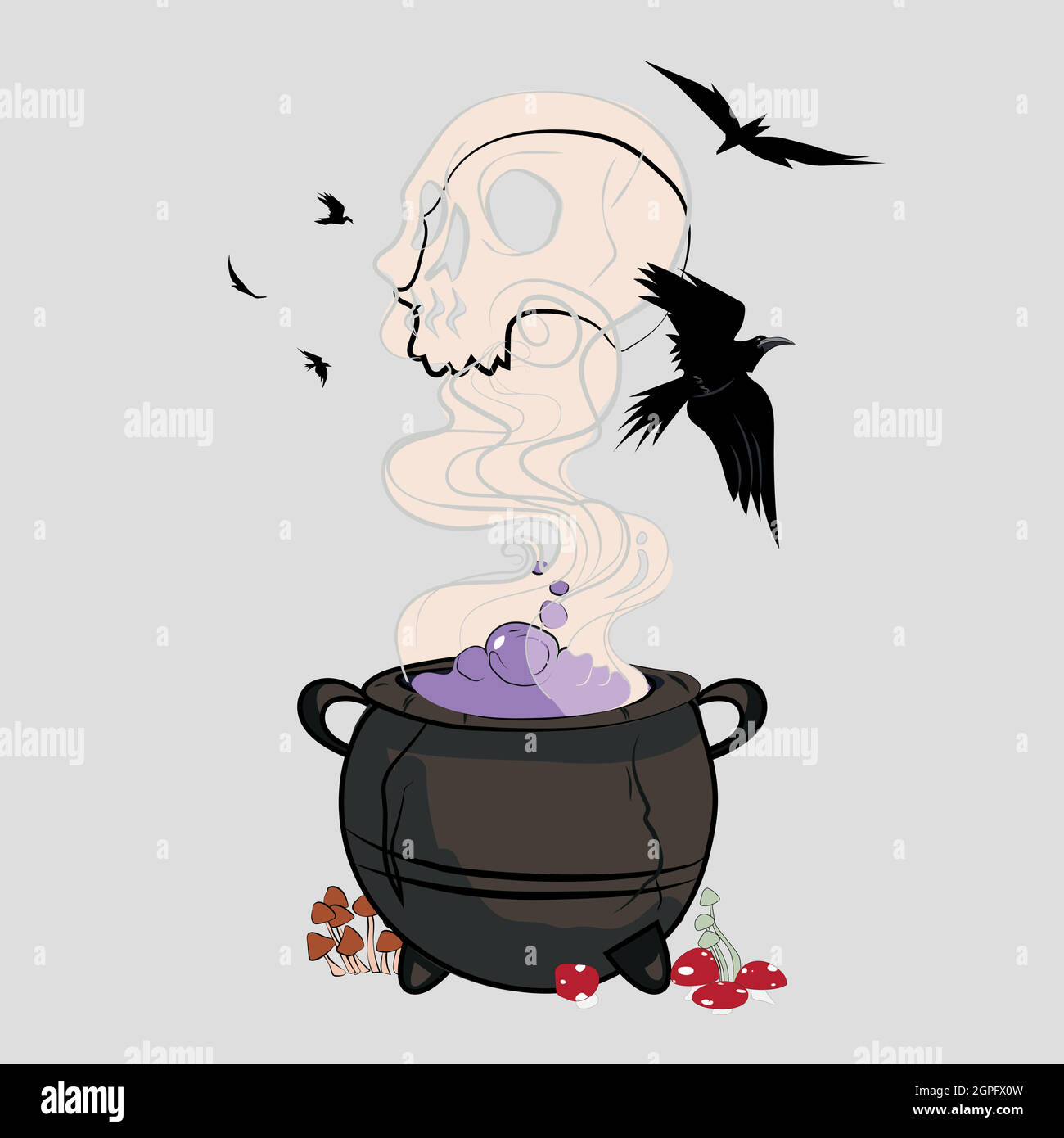 Witch cauldron and potion Spooky halloween element Stock Vector
