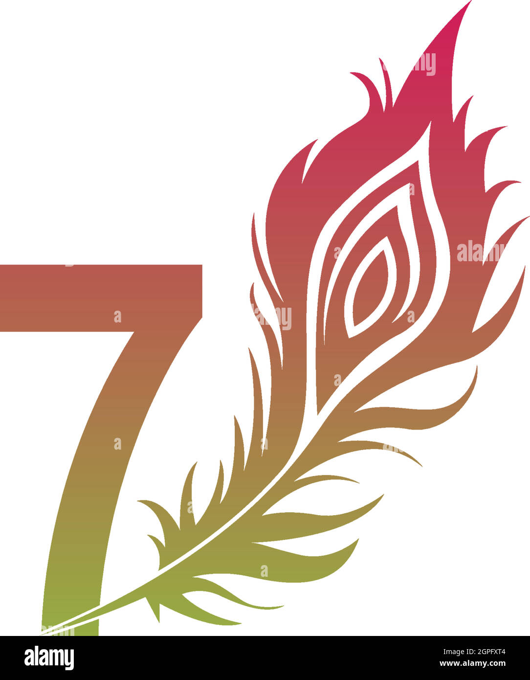 Number 7 with feather logo icon design vector Stock Vector