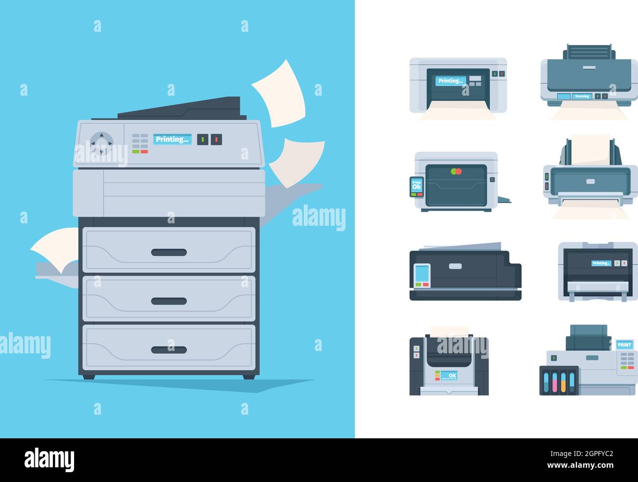 Copy machines. Different printers pc terminal of copying technics