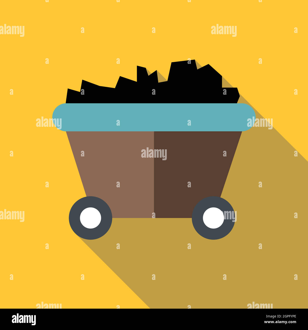 Coal or mine trolley icon, flat style Stock Vector