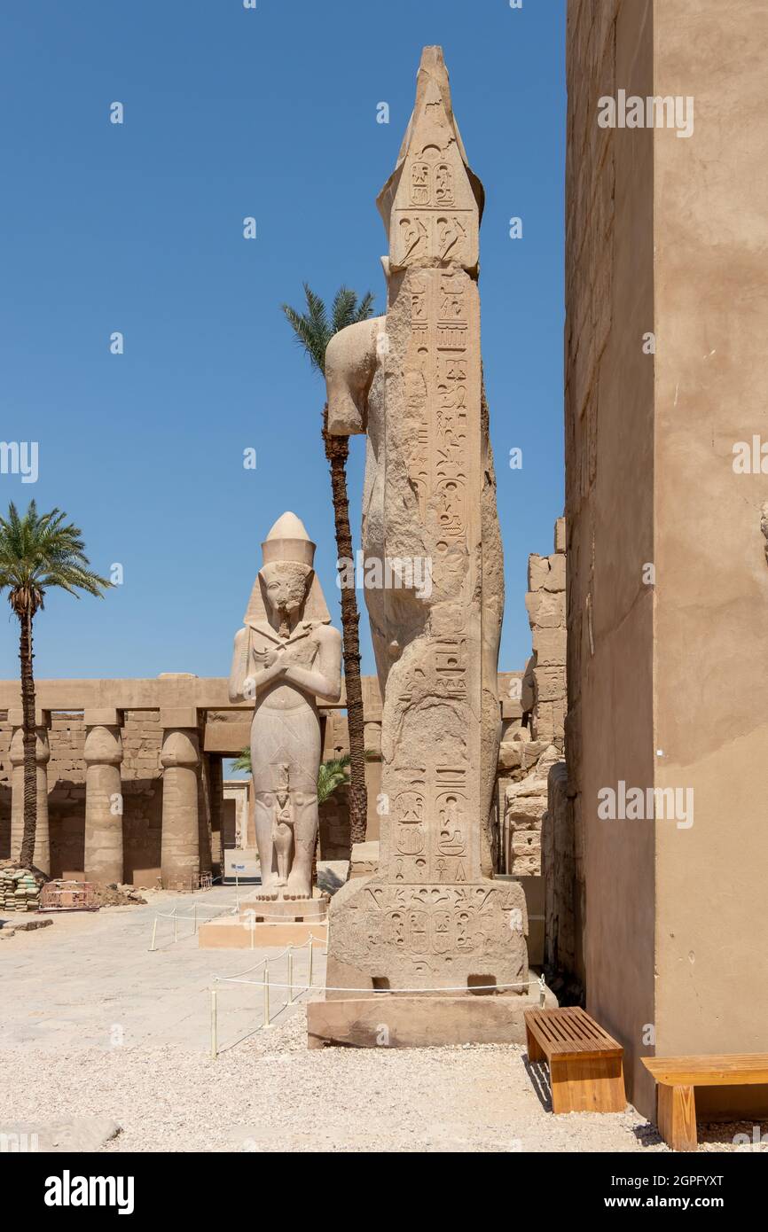 The Statue Of Ramses Ii With His Daughter Merit Amon In The Temple Of Amun Ra In Karnak Luxor