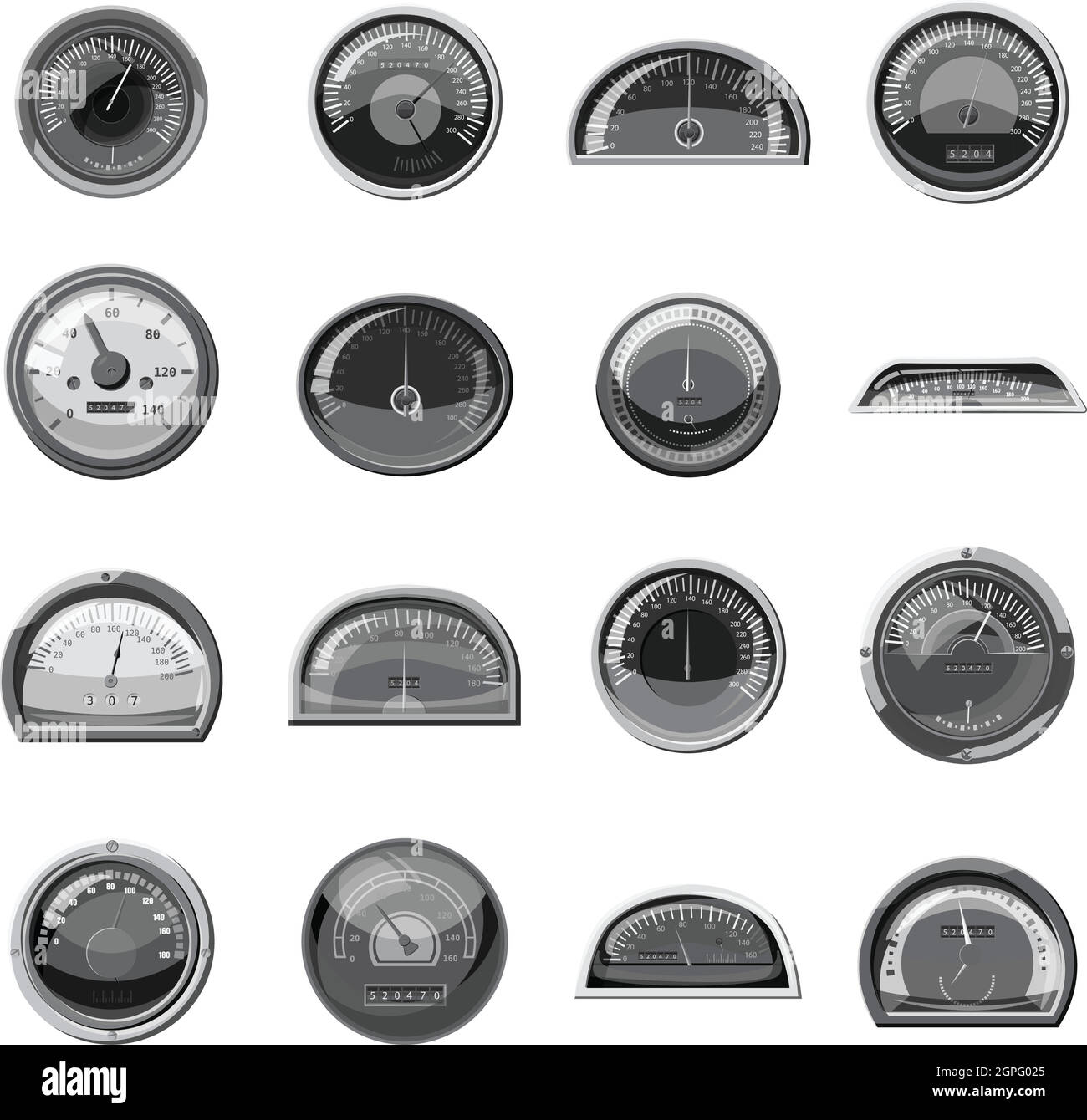 Speedometer icons set, gray monochrome style Stock Vector Image & Art