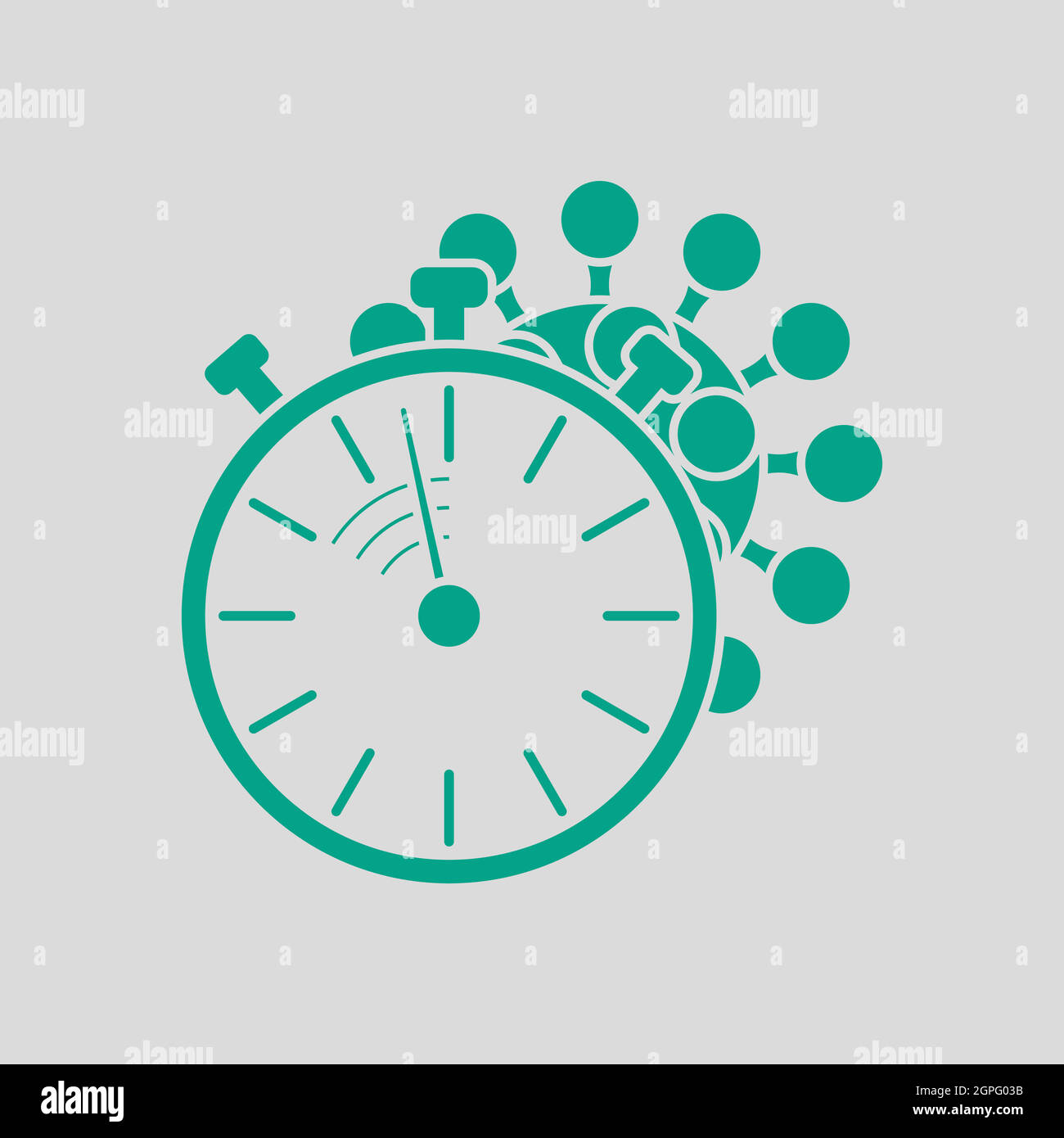 Coronavirus Molecule Under Stopwatch Icon Stock Vector
