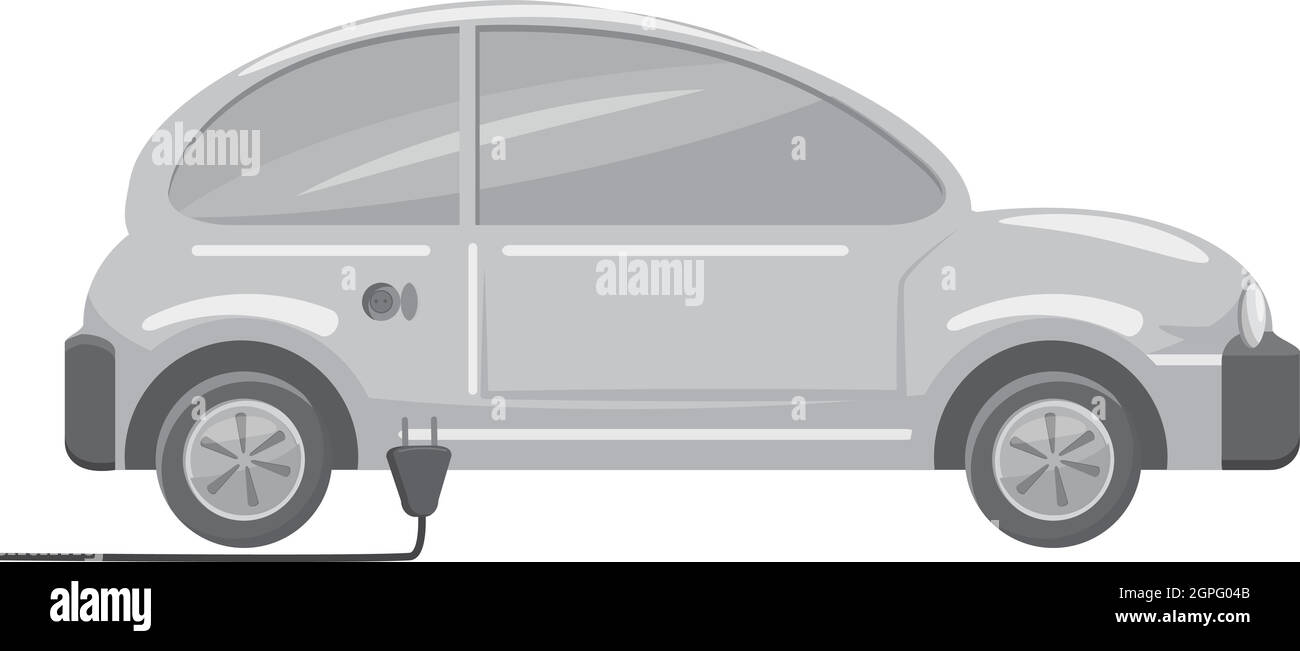 Electro car icon, gray monochrome style Stock Vector
