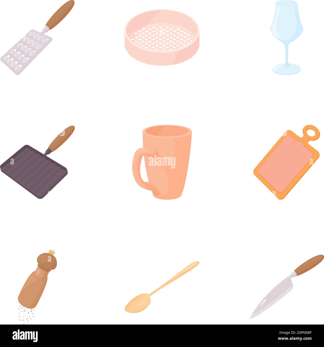 Utensils for eating icons set, cartoon style Stock Vector Image & Art