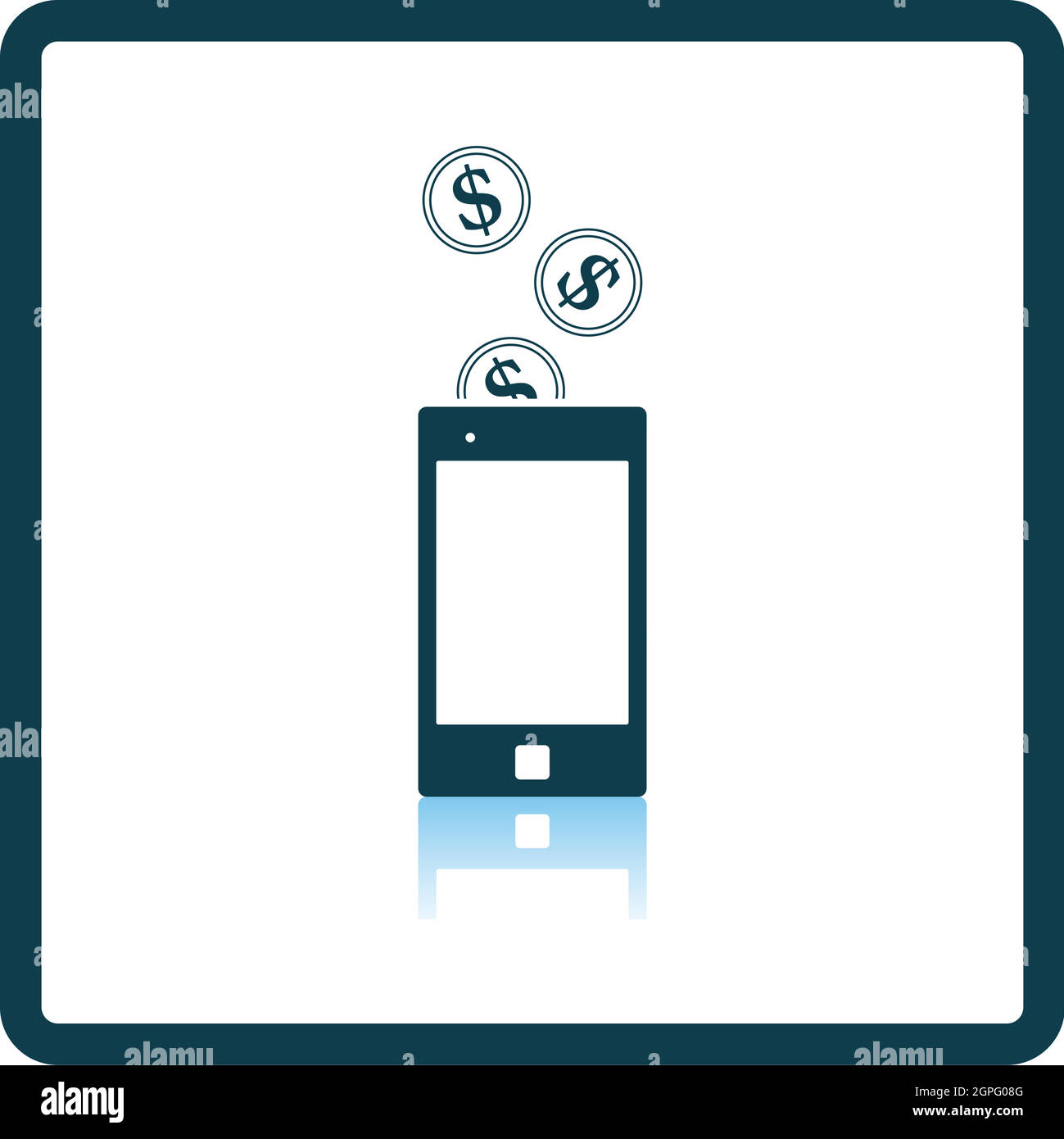 Golden Coins Fall In Smartphone Icon Stock Vector