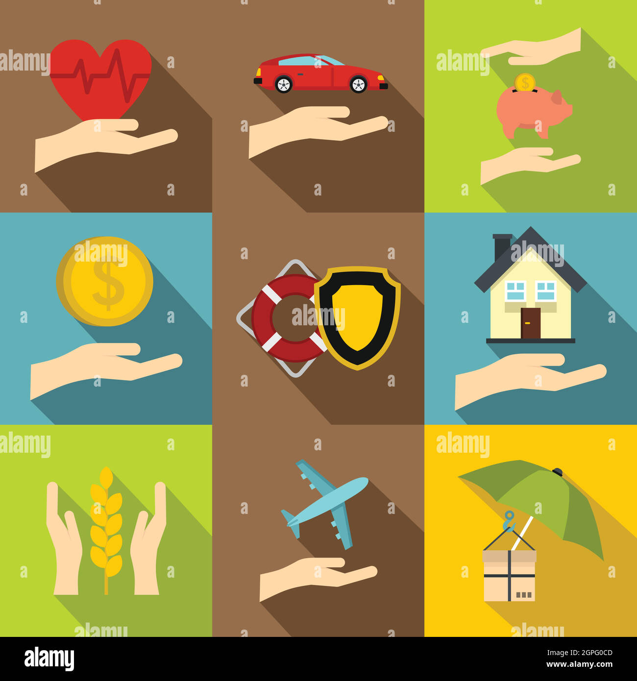 Insurance icons set, flat style Stock Vector Image & Art - Alamy