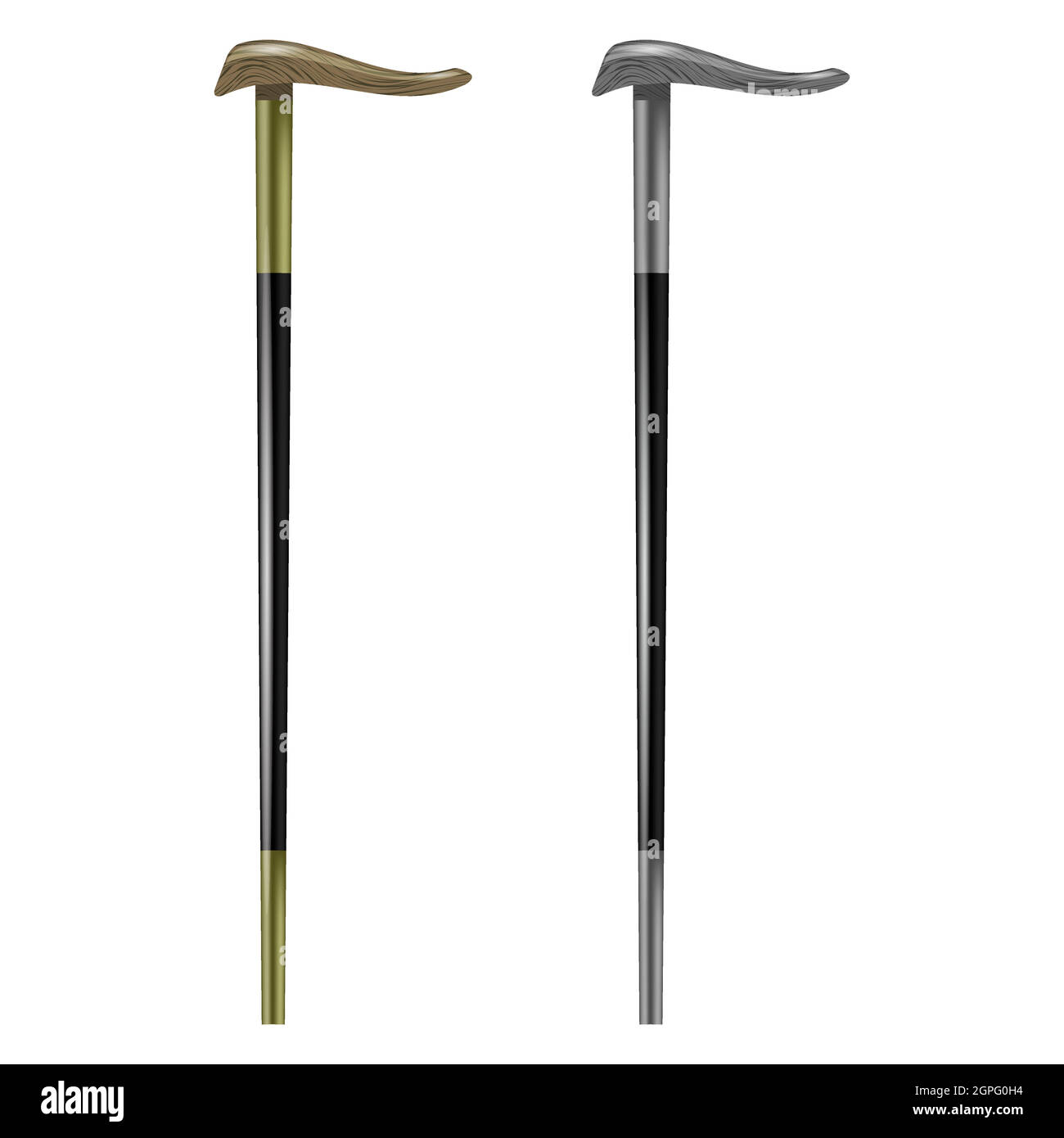 Walking Stick Icon Set Isolated on White Background. Stock Vector
