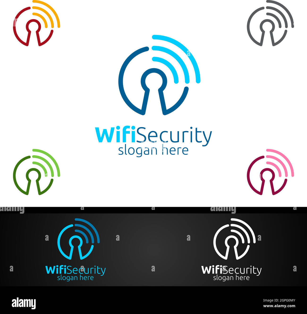 Wifi Security Logo for Network, Internet , monitoring, and alarm Stock Vector
