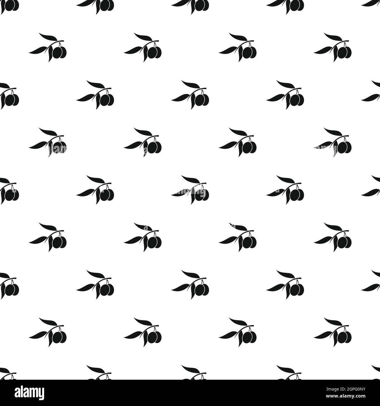 Olive tree branch with olives pattern simple style Stock Vector