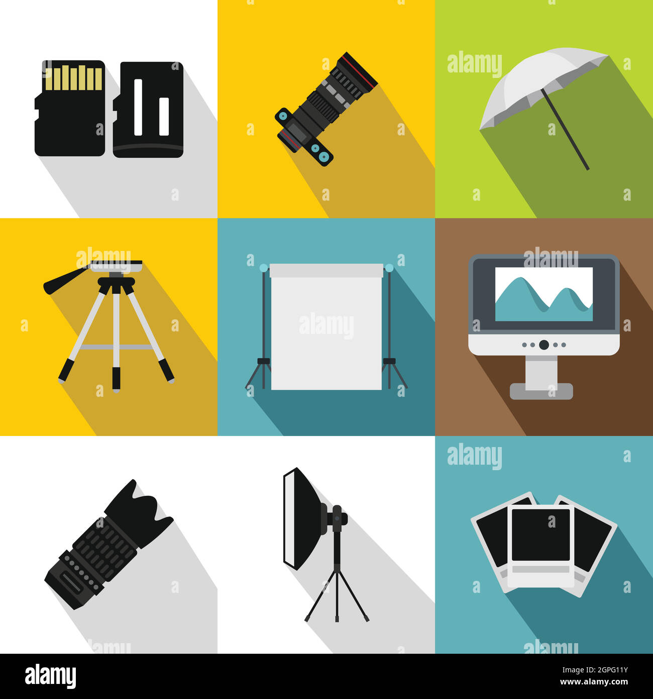 Photographic icons set, flat style Stock Vector Image & Art - Alamy