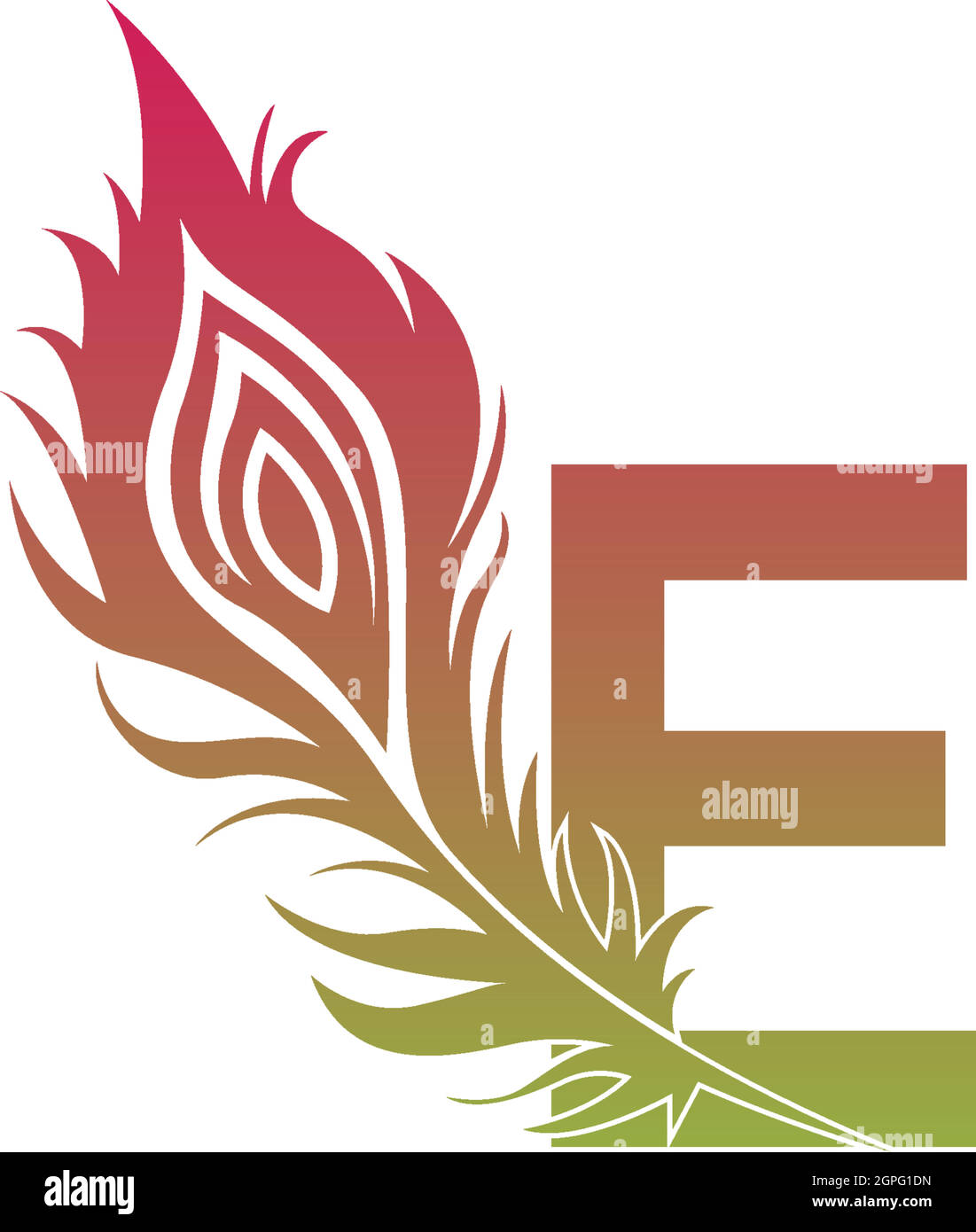 Letter E with feather logo icon design vector Stock Vector