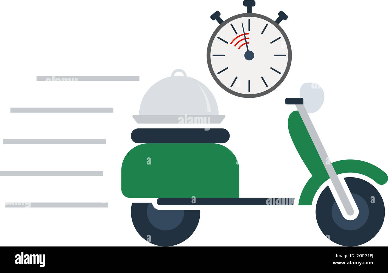 Restaurant Scooter Delivery Icon Stock Vector