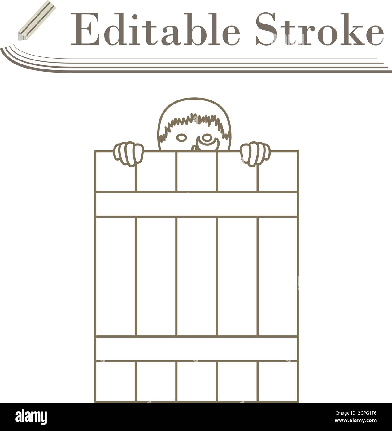 Criminal Peeping From Fence Icon Stock Vector