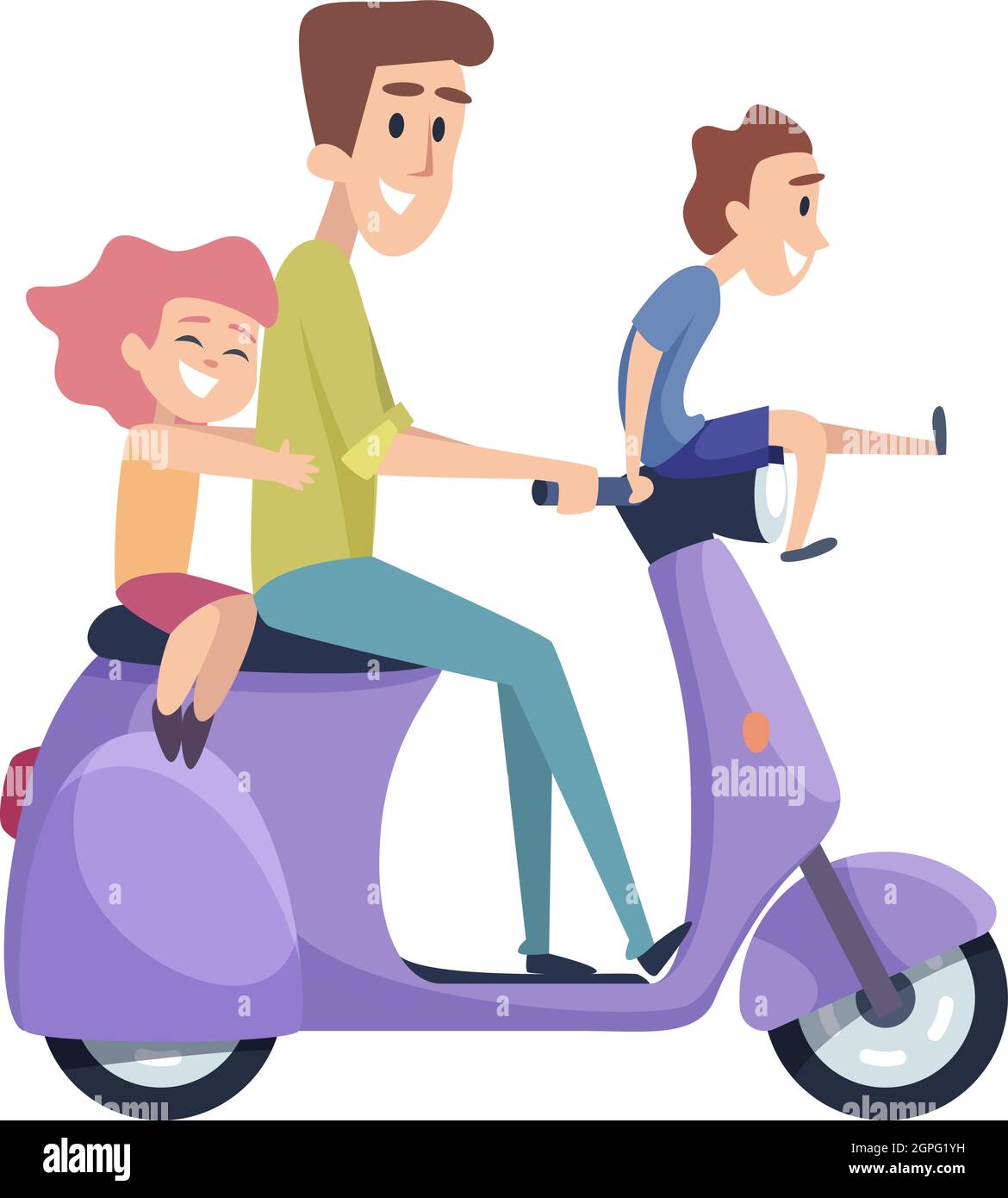 Happy children with father. Family weekend, man and kids on motorbike. Isolated cartoon cute boy girl riding on scooter vector illustration Stock Vector Image & Art - Alamy Happy children with father. Family weekend, man and kids on motorbike. Isolated cartoon cute boy girl riding on scooter vector illustration Stock Vector Image & Art - Alamy