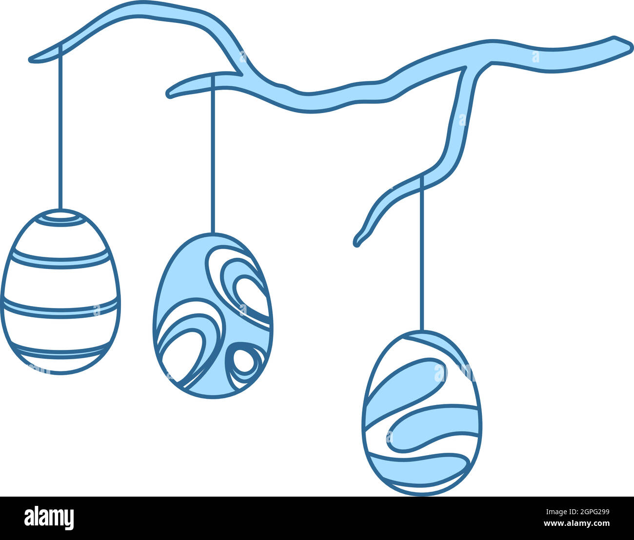 Easter Eggs Hanged On Tree Branch Icon Stock Vector
