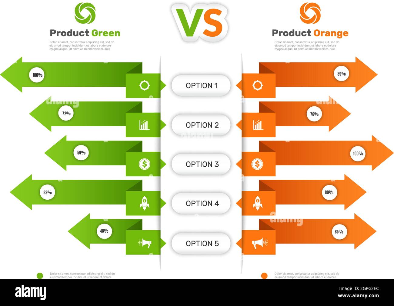Comparison chart. Infographic table with compare business info products