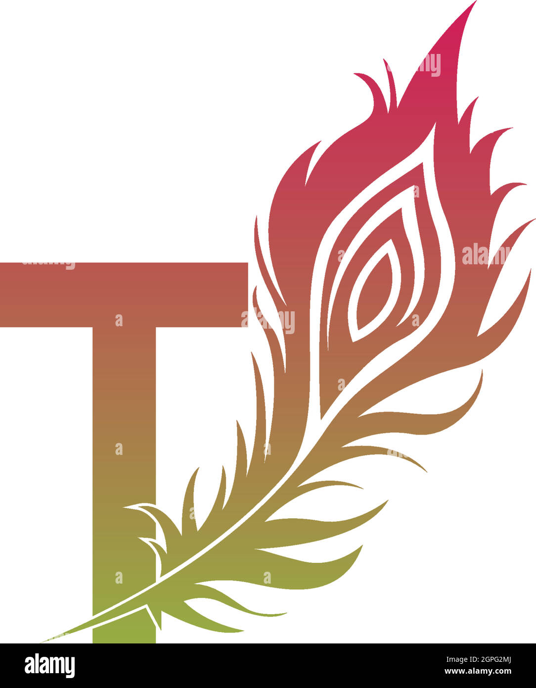 Letter T with feather logo icon design vector Stock Vector