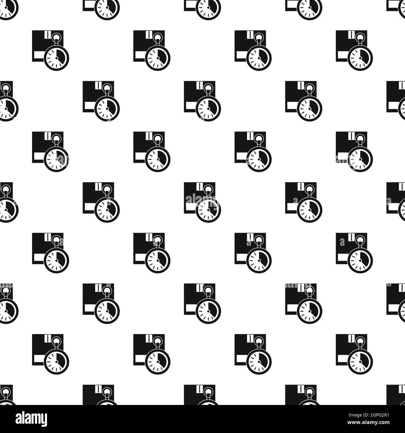 Closed box and stopwatch pattern, simple style Stock Vector