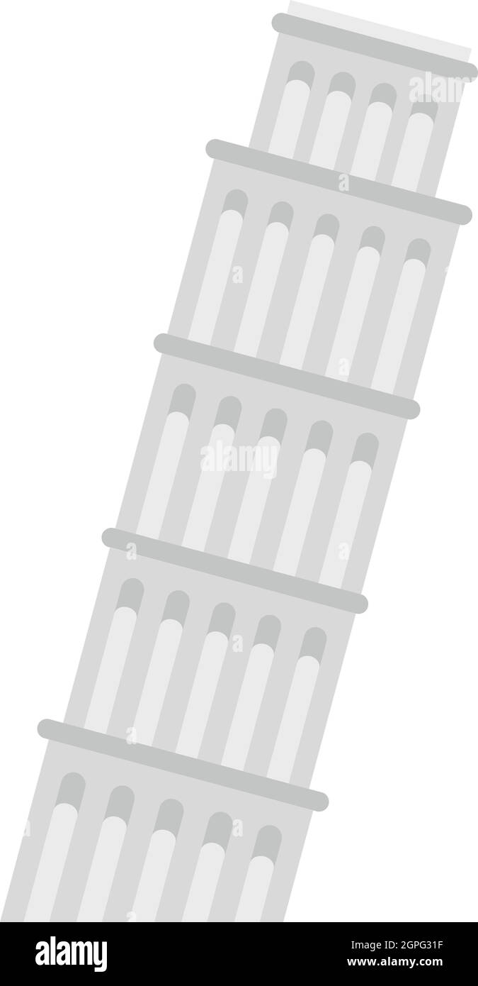 Pisa tower icon, flat style Stock Vector