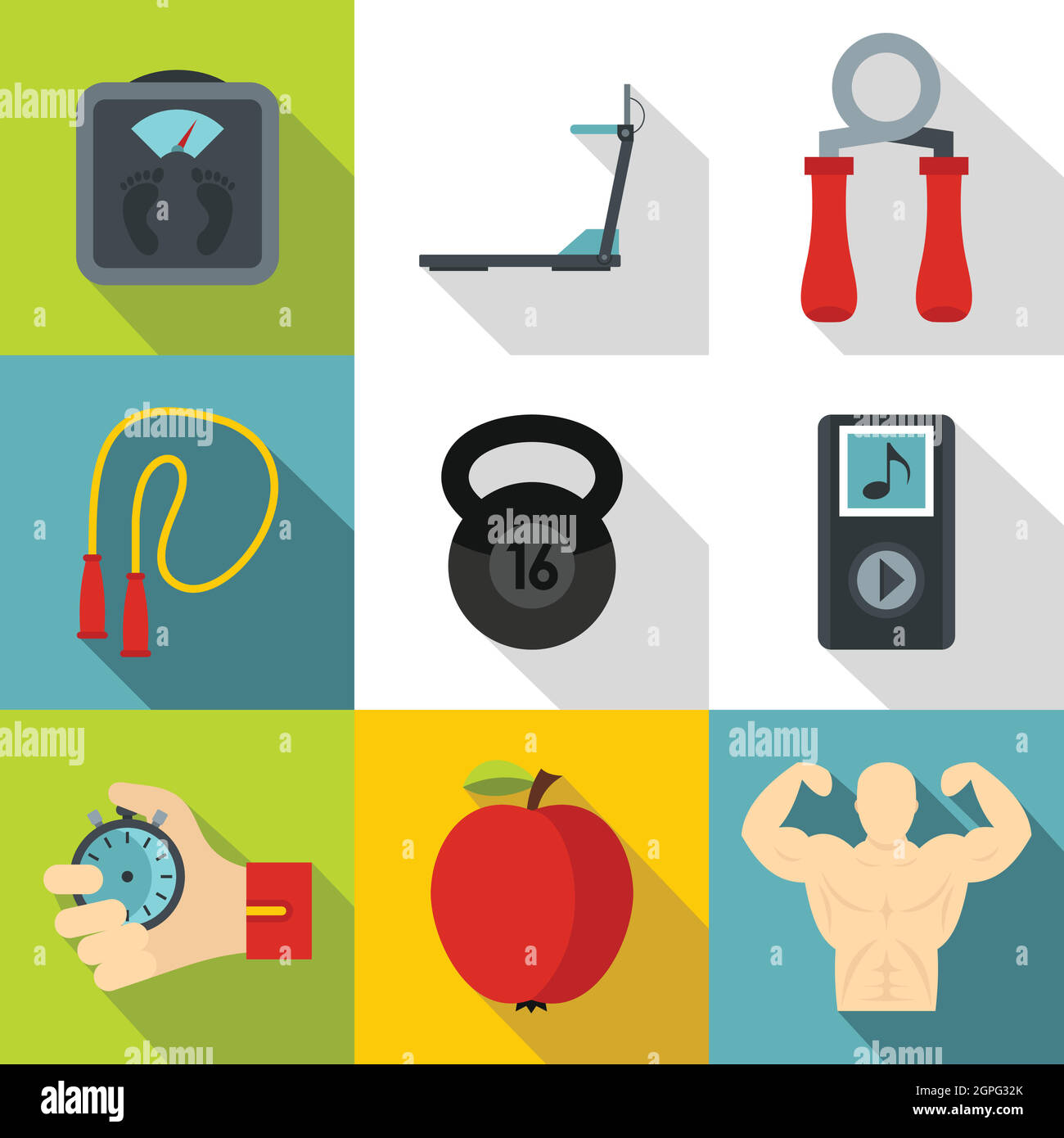 Fitness icons set, flat style Stock Vector Image & Art - Alamy