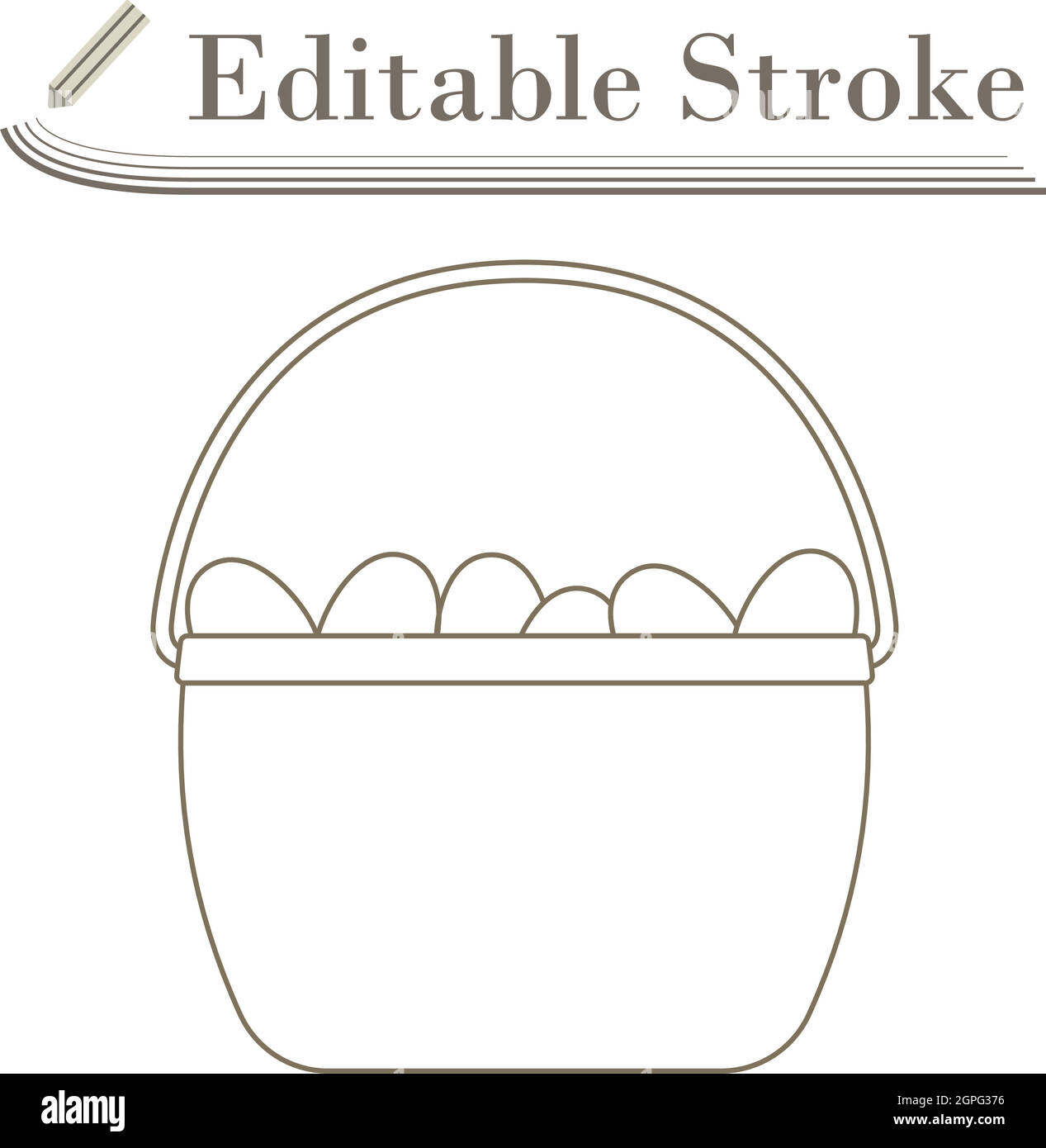 Easter Basket With Eggs Icon Stock Vector