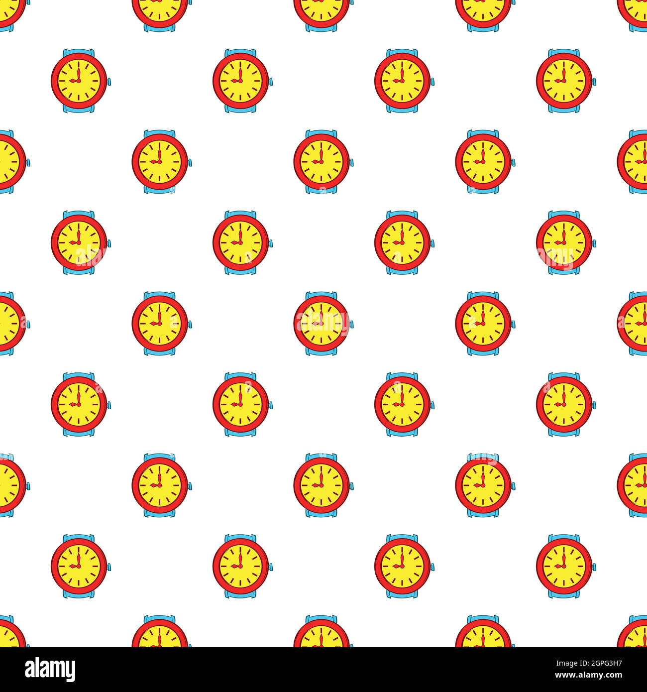 Round wrist watch pattern, cartoon style Stock Vector