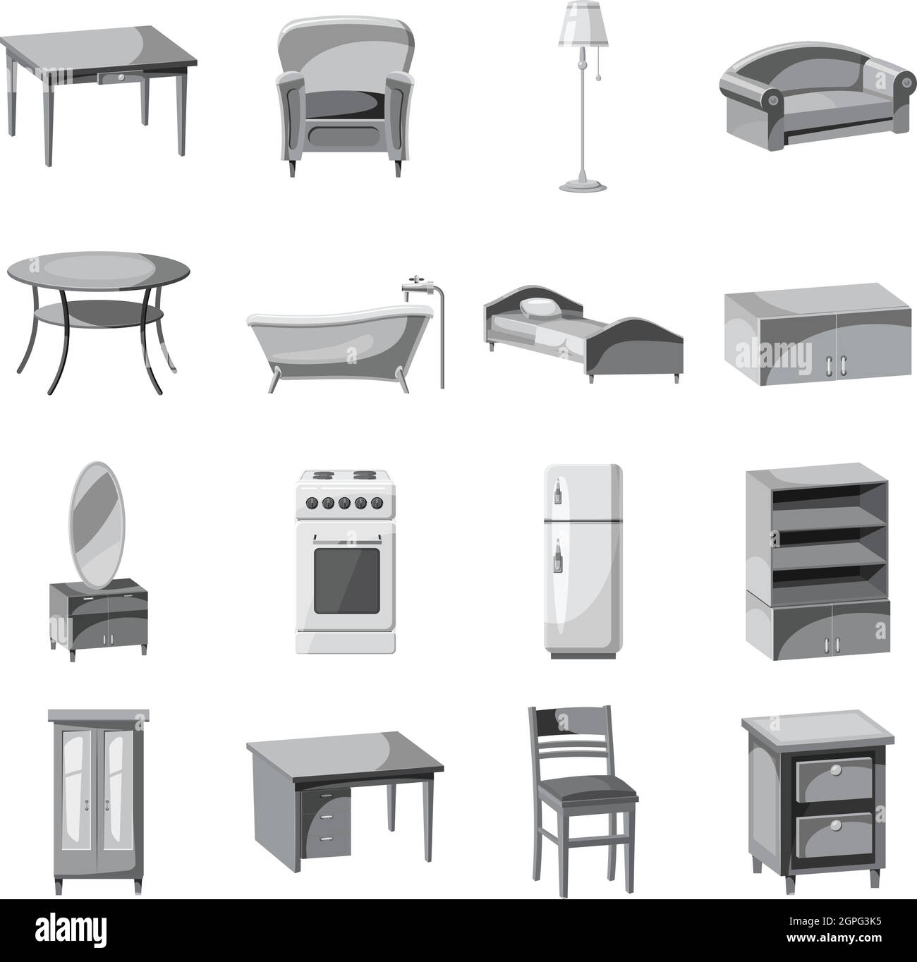 Furniture and household appliances icons set Stock Vector