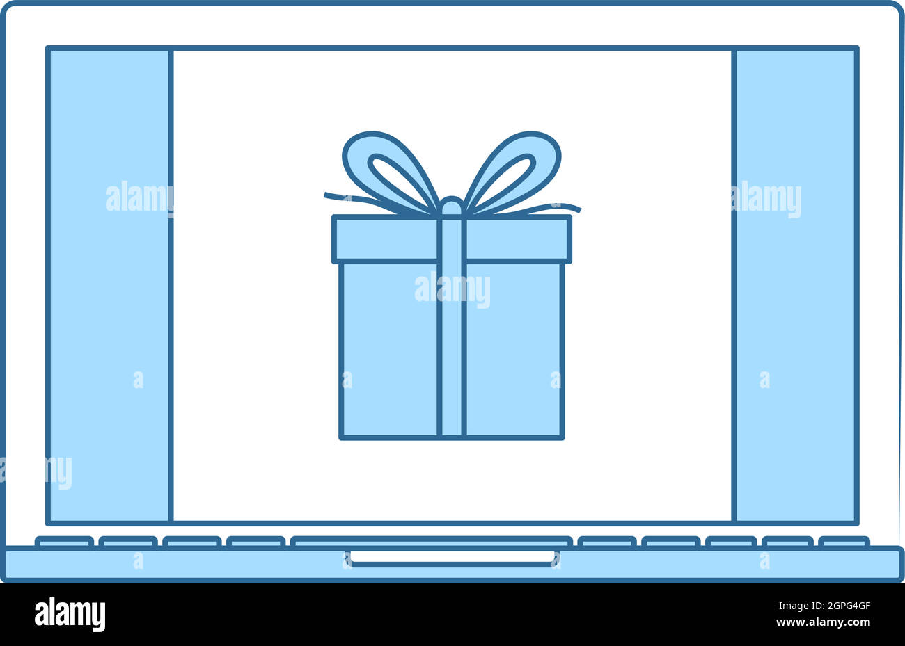 Laptop With Gift Box On Screen Icon Stock Vector